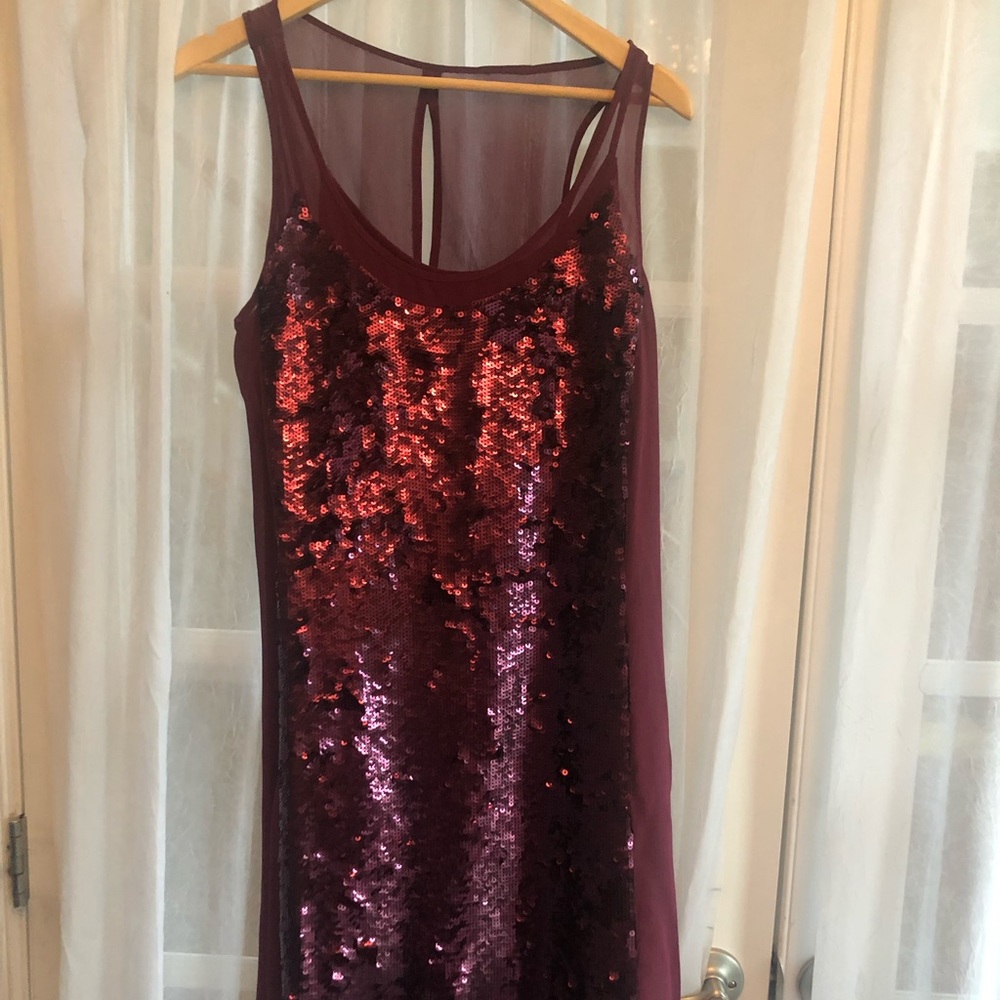 Burgundy sequin tank dress